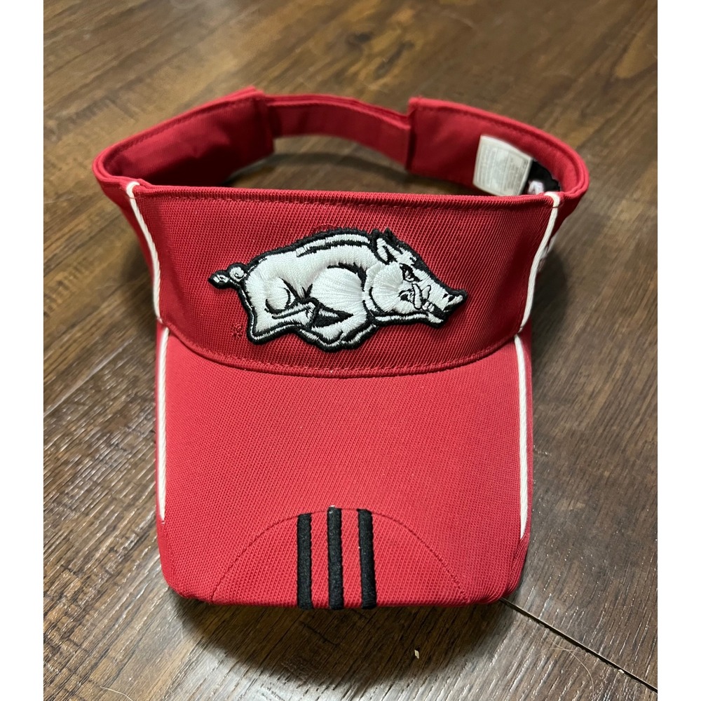 Adidas Razorbacks Visor Arkansas Hog Hat Adjustable Red White